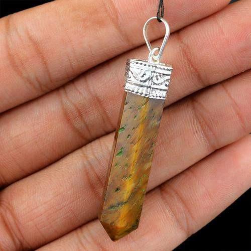 gemsmore:Natural Golden Tiger Eye Healing Point Pendant gemsmore:Natural Golden Tiger Eye Healing Point Pendant