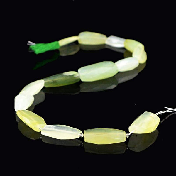 gemsmore:Natural Green Aquamarine Faceted Beads Strand