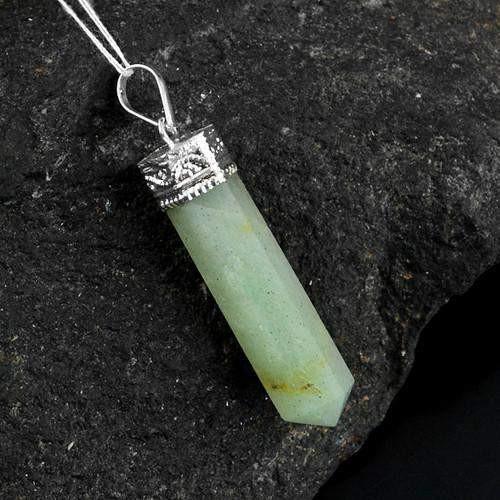 gemsmore:Natural Green Aquamarine Healing Point Pendant gemsmore:Natural Green Aquamarine Healing Point Pendant