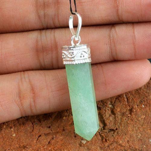 gemsmore:Natural Green Aquamarine Healing Point Pendant gemsmore:Natural Green Aquamarine Healing Point Pendant