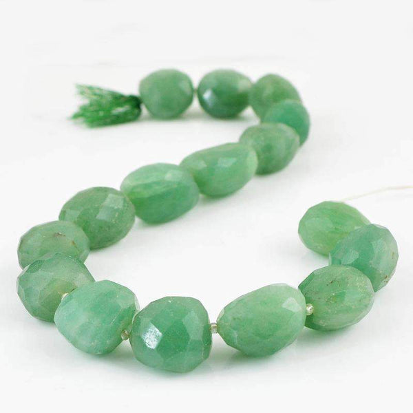 gemsmore:Natural Green Aventurine Strand Faceted Drilled Beads