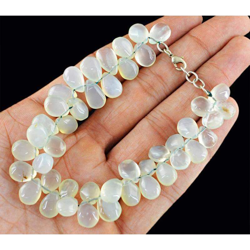 gemsmore:Natural Green Chalcedony Bracelet Pear Shape Beads gemsmore:Natural Green Chalcedony Bracelet Pear Shape Beads