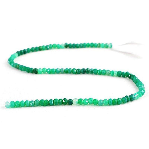 gemsmore:Natural Green Chalcedony Faceted Drilled Beads Strand