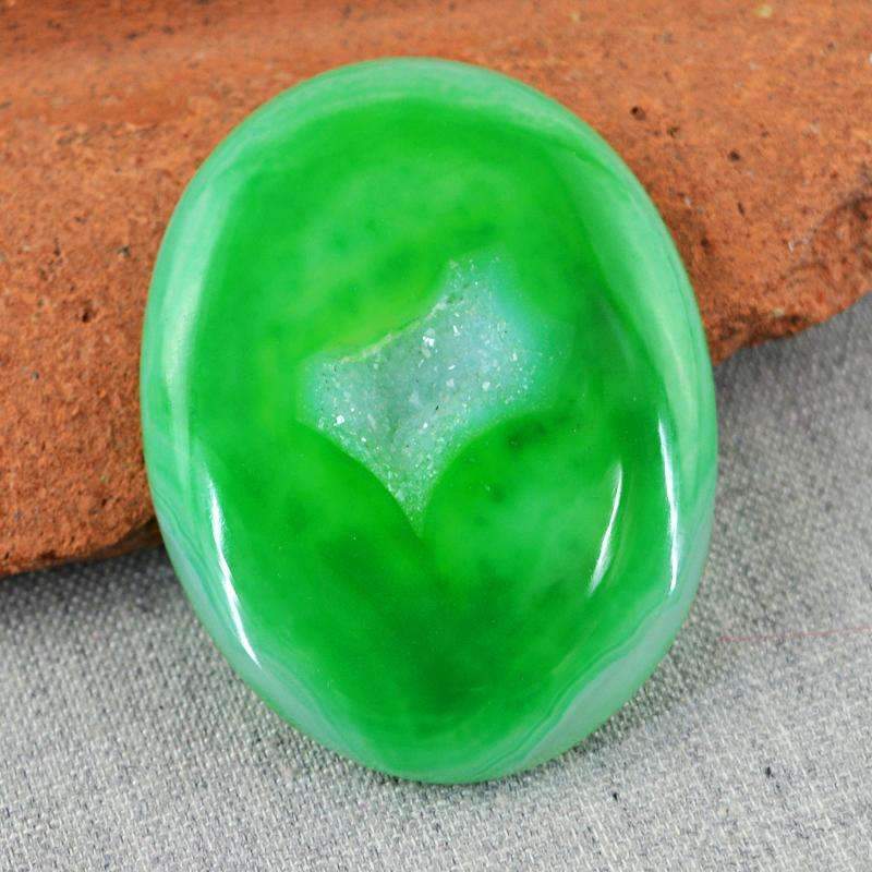 gemsmore:Natural Green Druzy Onyx Gemstone Oval Shape gemsmore:Natural Green Druzy Onyx Gemstone Oval Shape