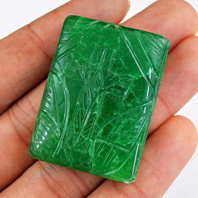 gemsmore:Natural Green Emerald Rectangular Shape Gemstone
