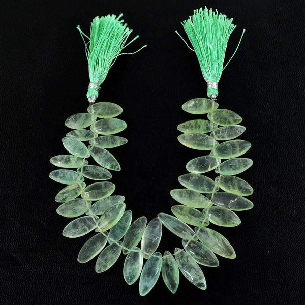 gemsmore:Natural Green Fluorite Untreated Beads Strand