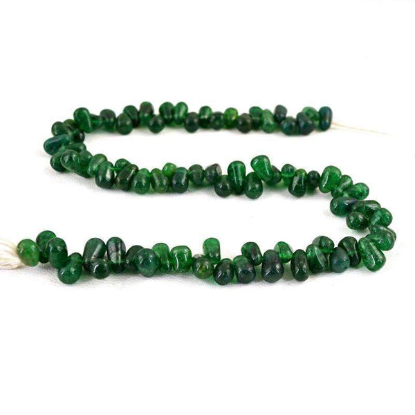 gemsmore:Natural Green Jade Beads Strand - Drilled