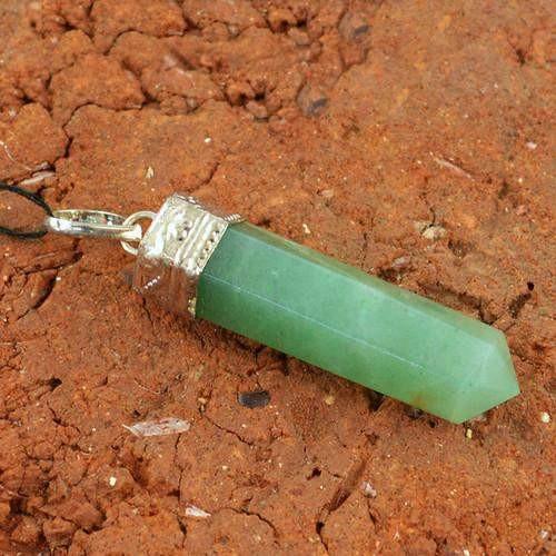gemsmore:Natural Green Jade Healing Point Pendant gemsmore:Natural Green Jade Healing Point Pendant