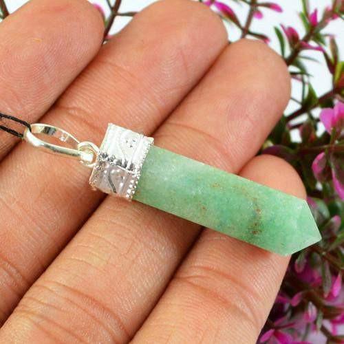 gemsmore:Natural Green Jade Healing Point Pendant gemsmore:Natural Green Jade Healing Point Pendant