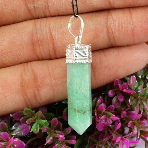 gemsmore:Natural Green Jade Healing Point Pendant gemsmore:Natural Green Jade Healing Point Pendant