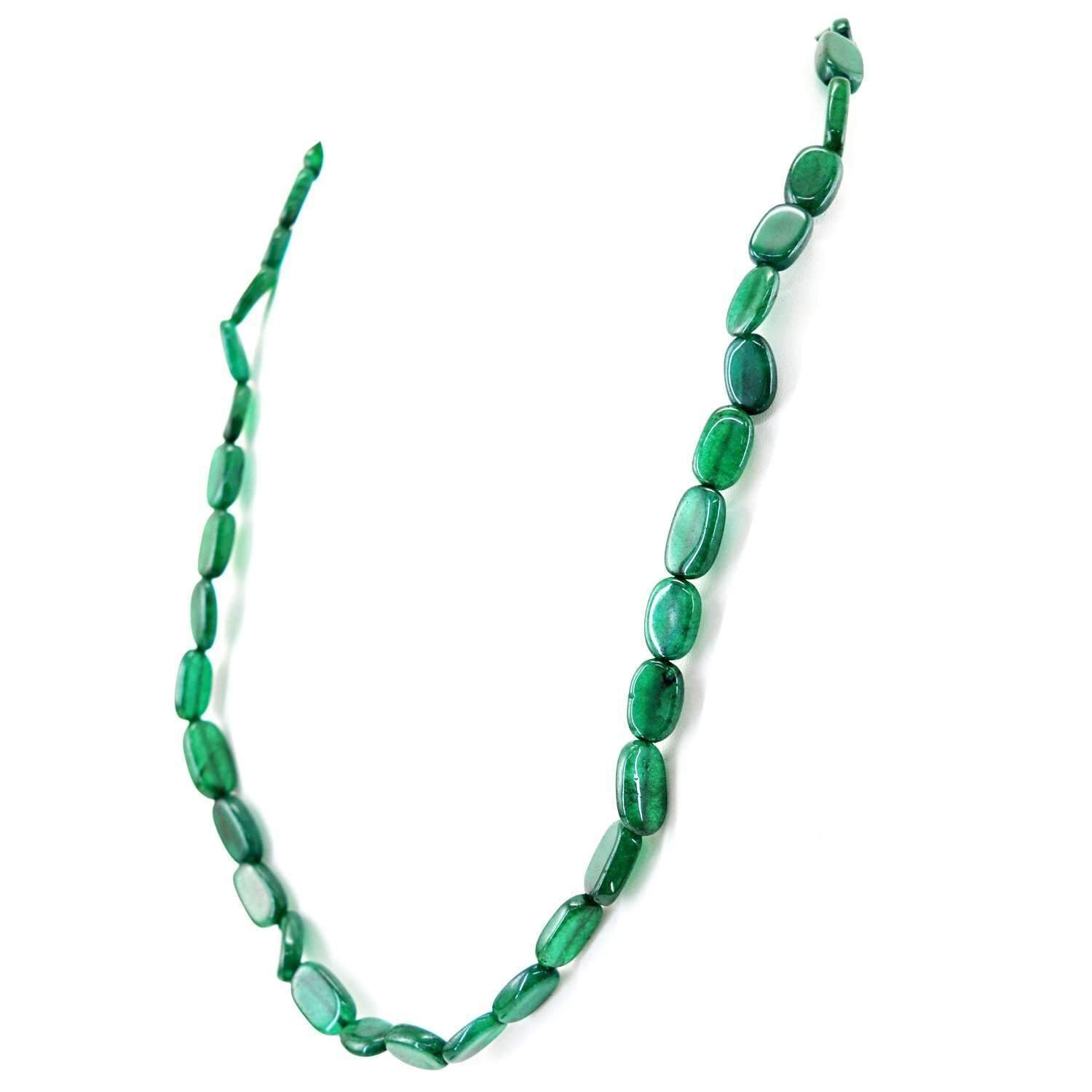 gemsmore:Natural Green Jade Necklace Untreated Oval Shape Beads gemsmore:Natural Green Jade Necklace Untreated Oval Shape Beads