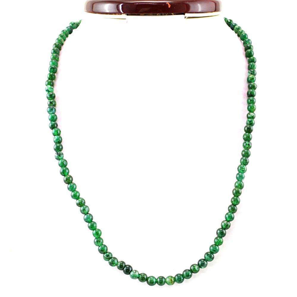 gemsmore:Natural Green Jade Necklace Untreated Round Shape Beads gemsmore:Natural Green Jade Necklace Untreated Round Shape Beads