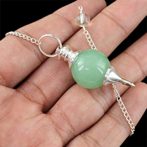 gemsmore:Natural Green Jade Pure Healing Pendulum gemsmore:Natural Green Jade Pure Healing Pendulum