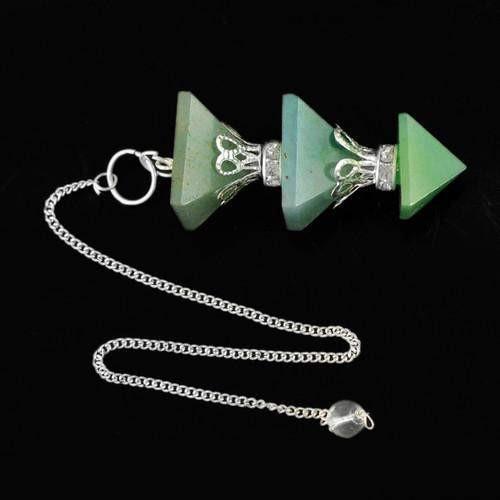 gemsmore:Natural Green Jade Pyramid Pendulum gemsmore:Natural Green Jade Pyramid Pendulum