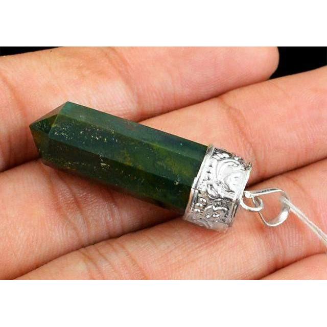 gemsmore:Natural Green Jasper Healing Point Pendant gemsmore:Natural Green Jasper Healing Point Pendant