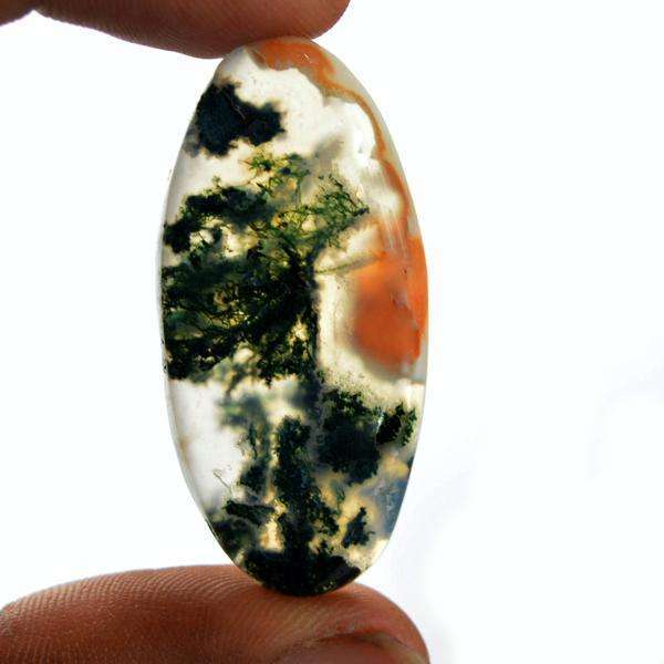 gemsmore:Natural Green Moss Agate Oval shape Untreated Loose Gemstone