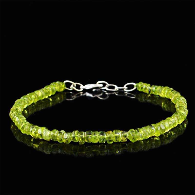 gemsmore:Natural Green Peridot Beads Bracelet - Round Shape gemsmore:Natural Green Peridot Beads Bracelet - Round Shape