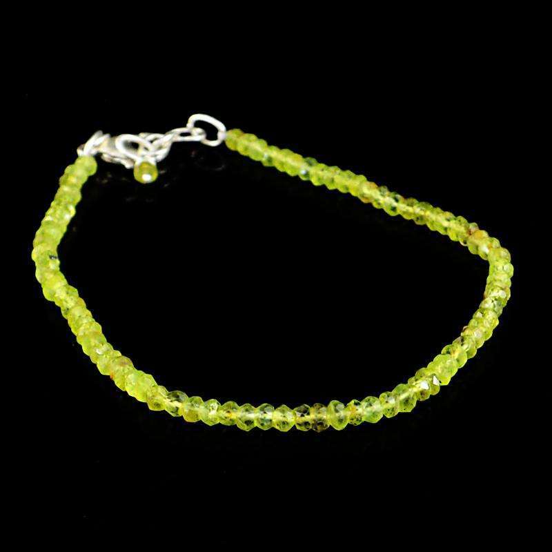 gemsmore:Natural Green Peridot Bracelet Round Shape Faceted Beads gemsmore:Natural Green Peridot Bracelet Round Shape Faceted Beads