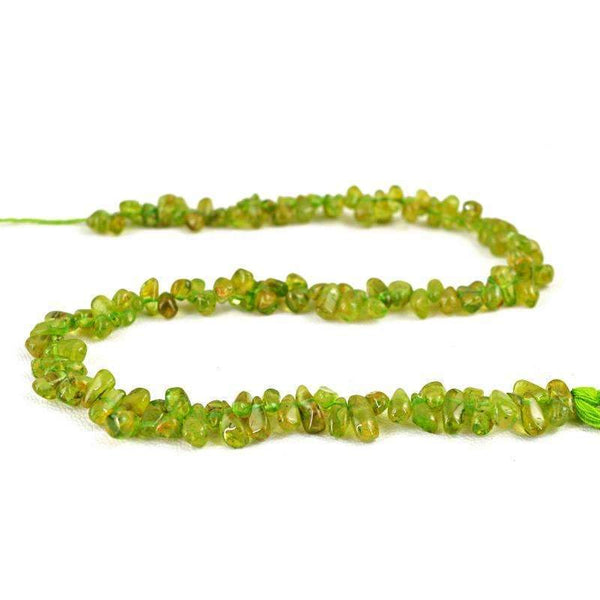 gemsmore:Natural Green Peridot Drilled Beads Strand