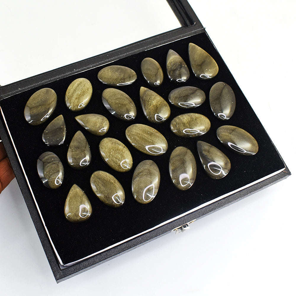 gemsmore:Natural Grey Sheen Obsidian Gemstone Lot gemsmore:Natural Grey Sheen Obsidian Gemstone Lot