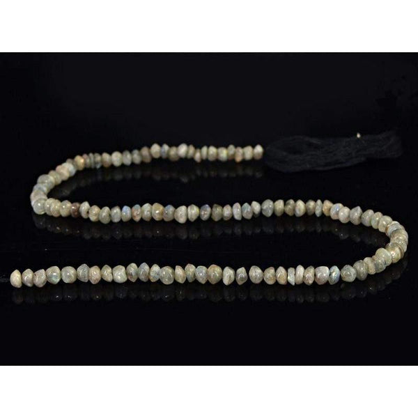 gemsmore:Natural Labradorite Untreated Faceted Beads Strand