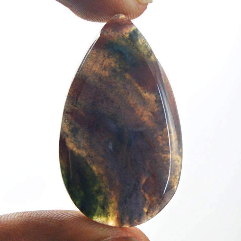 gemsmore:Natural Moss Agate Gemstone Pear Shape gemsmore:Natural Moss Agate Gemstone Pear Shape