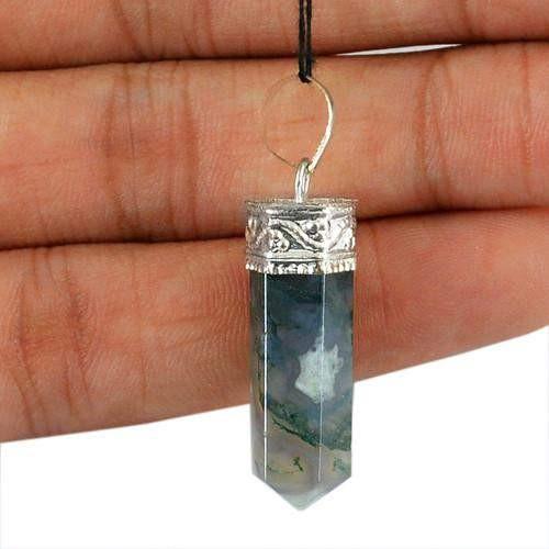 gemsmore:Natural Moss Agate Healing Point Pendant gemsmore:Natural Moss Agate Healing Point Pendant