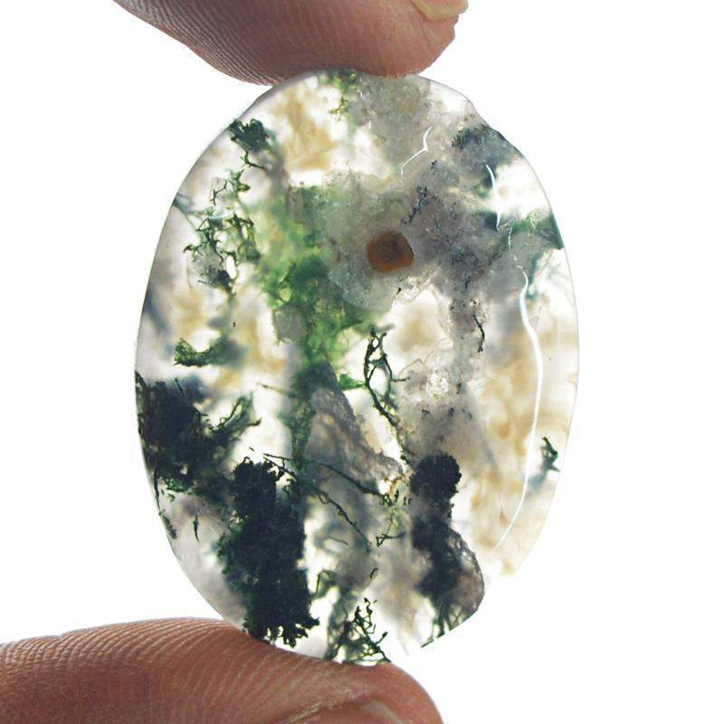 gemsmore:Natural Moss Agate Oval Shape Loose Gemstone gemsmore:Natural Moss Agate Oval Shape Loose Gemstone