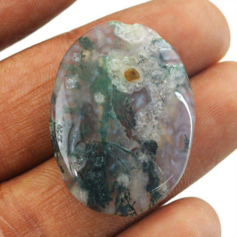 gemsmore:Natural Moss Agate Oval Shape Loose Gemstone gemsmore:Natural Moss Agate Oval Shape Loose Gemstone