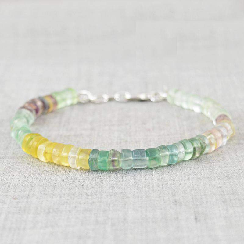 gemsmore:Natural Multicolor Fluorite Bracelet - Round Shape Beads gemsmore:Natural Multicolor Fluorite Bracelet - Round Shape Beads