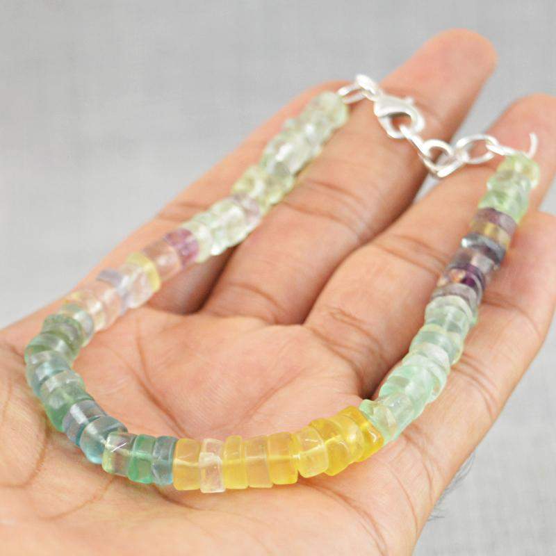 gemsmore:Natural Multicolor Fluorite Bracelet - Round Shape Beads gemsmore:Natural Multicolor Fluorite Bracelet - Round Shape Beads