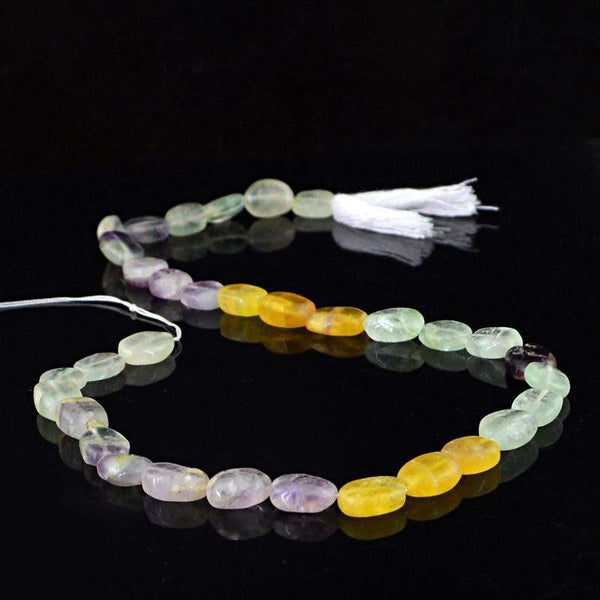 gemsmore:Natural Multicolor Fluorite Drilled Beads Strand