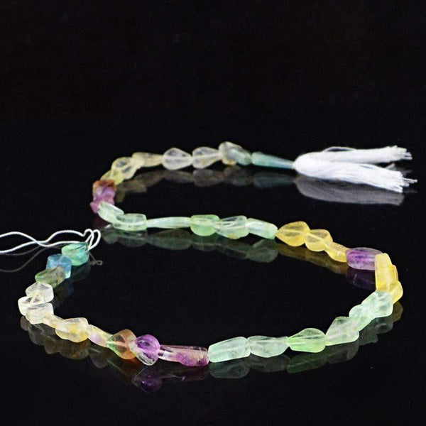 gemsmore:Natural Multicolor Fluorite Drilled Beads Strand