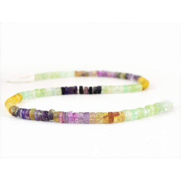 gemsmore:Natural Multicolor Fluorite Round Shape Beads Strand