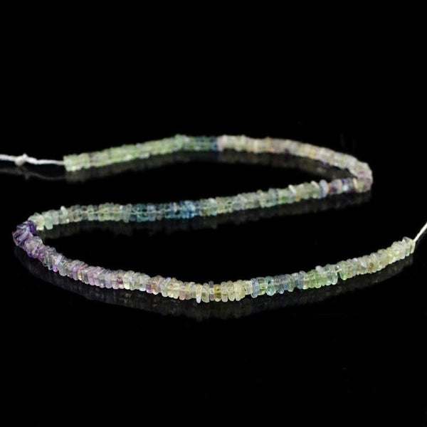 gemsmore:Natural Multicolor Fluorite Untreated Beads Strand