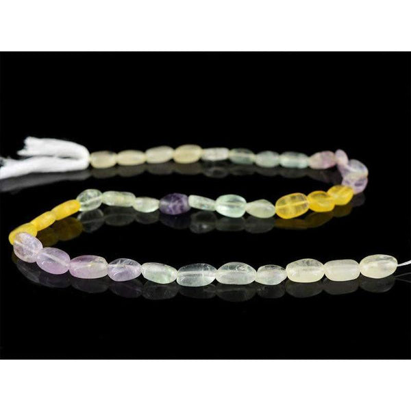 gemsmore:Natural Multicolor Fluorite Untreated Drilled Beads Strand