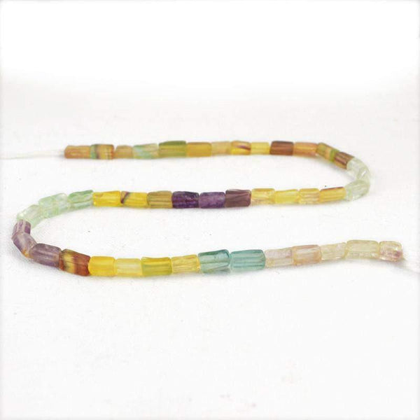 gemsmore:Natural Multicolor Fluorite Untreated Drilled Beads Strand