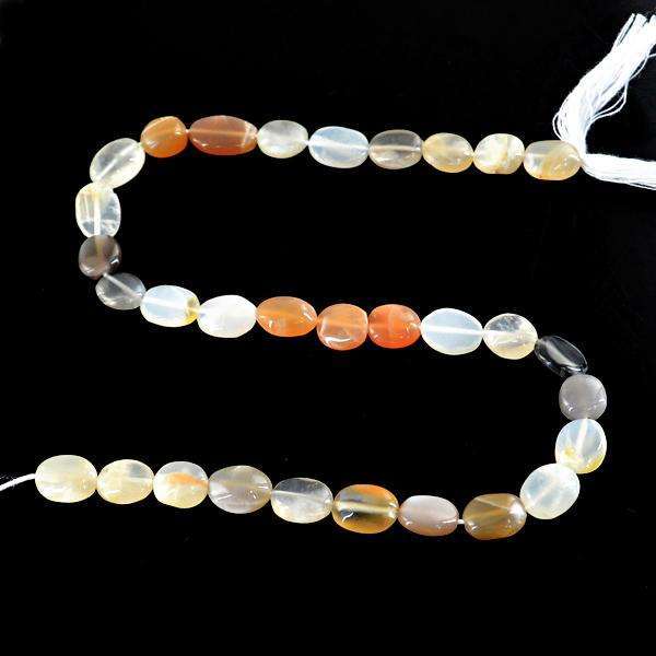 gemsmore:Natural Multicolor Moonstone Oval Shape Drilled Beads Strand