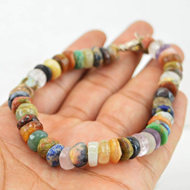 gemsmore:Natural Multicolor Multi Gemstone Bracelet Round Shape Beads gemsmore:Natural Multicolor Multi Gemstone Bracelet Round Shape Beads