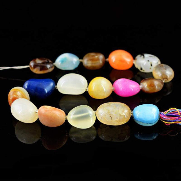 gemsmore:Natural Multicolor Multi Gemstone Untreated Beads Strand