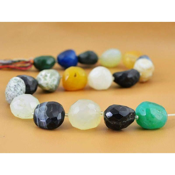 gemsmore:Natural Multicolor Onyx & Agate Faceted Beads Strand