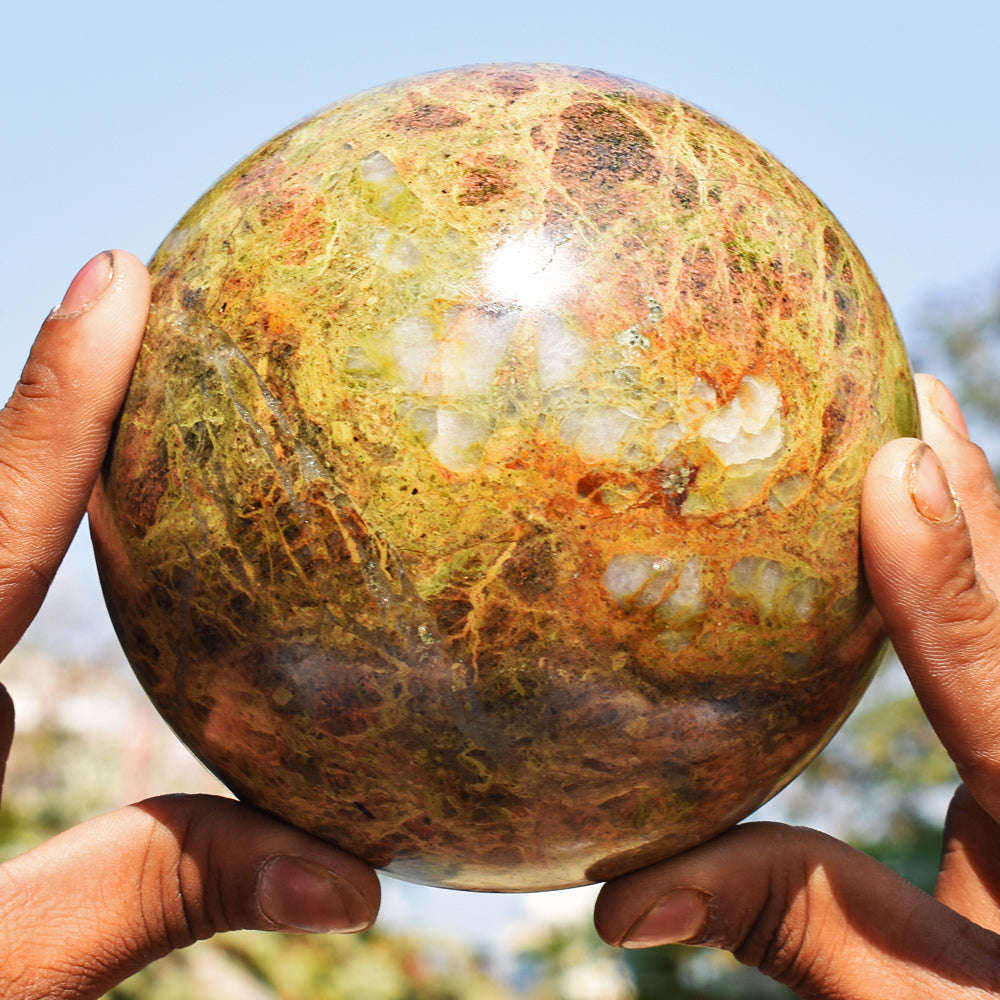 gemsmore:Natural Museum Size  - Blood Green Unakite Carved Crystal Healing Sphere gemsmore:Natural Museum Size  - Blood Green Unakite Carved Crystal Healing Sphere