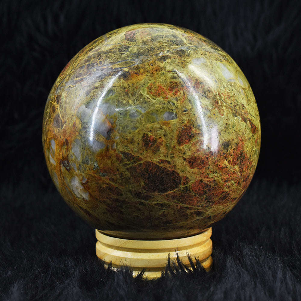 gemsmore:Natural Museum Size  - Blood Green Unakite Carved Crystal Healing Sphere gemsmore:Natural Museum Size  - Blood Green Unakite Carved Crystal Healing Sphere