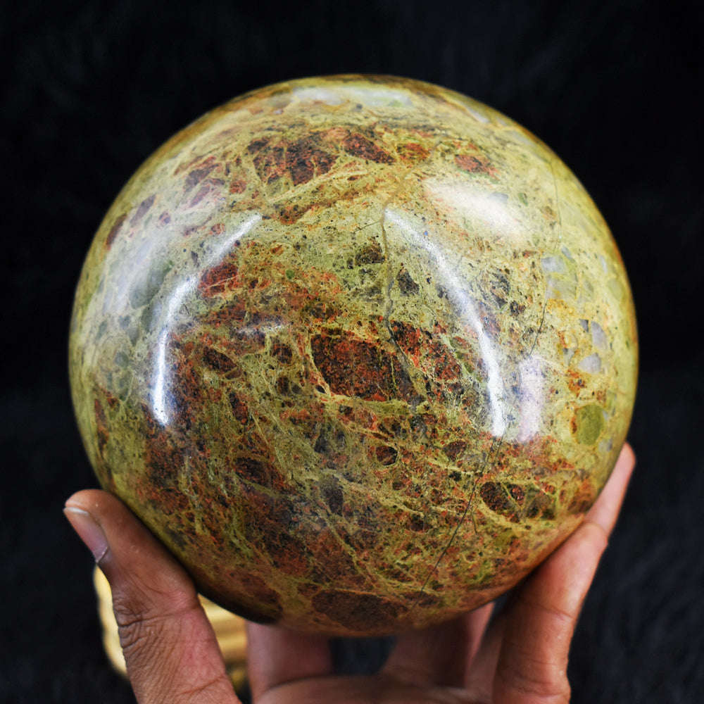 gemsmore:Natural Museum Size  - Blood Green Unakite Carved Crystal Healing Sphere gemsmore:Natural Museum Size  - Blood Green Unakite Carved Crystal Healing Sphere