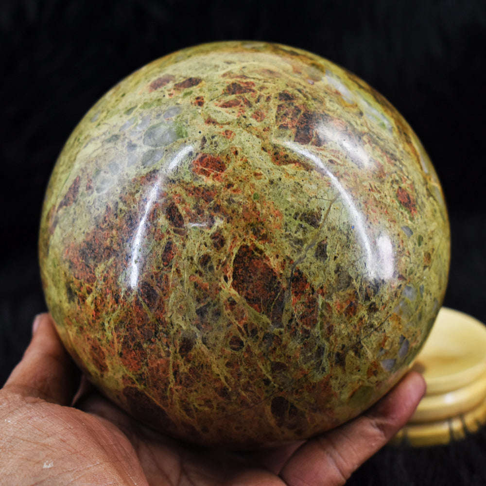 gemsmore:Natural Museum Size  - Blood Green Unakite Carved Crystal Healing Sphere gemsmore:Natural Museum Size  - Blood Green Unakite Carved Crystal Healing Sphere