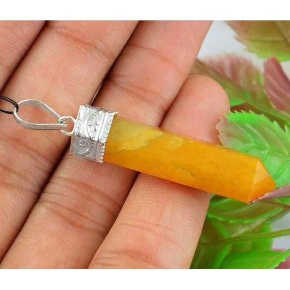 gemsmore:Natural Orange Aventurine Healing Point Pendant gemsmore:Natural Orange Aventurine Healing Point Pendant