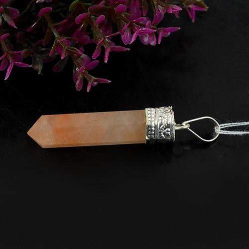 gemsmore:Natural Orange Aventurine Healing Point Pendant gemsmore:Natural Orange Aventurine Healing Point Pendant