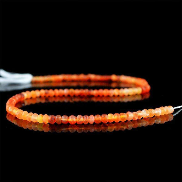 gemsmore:Natural Orange Carnelian Beads Strand - Round Shape Faceted Drilled