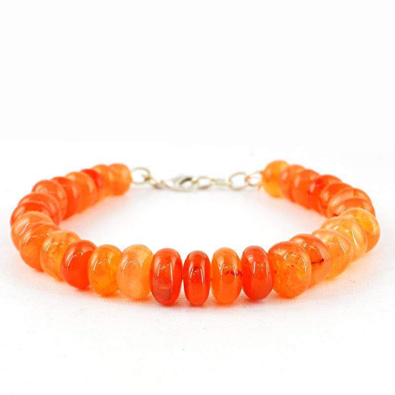gemsmore:Natural Orange Carnelian Bracelet Round Shape Beads gemsmore:Natural Orange Carnelian Bracelet Round Shape Beads