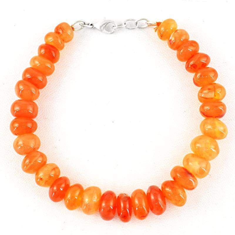 gemsmore:Natural Orange Carnelian Bracelet Round Shape Beads gemsmore:Natural Orange Carnelian Bracelet Round Shape Beads